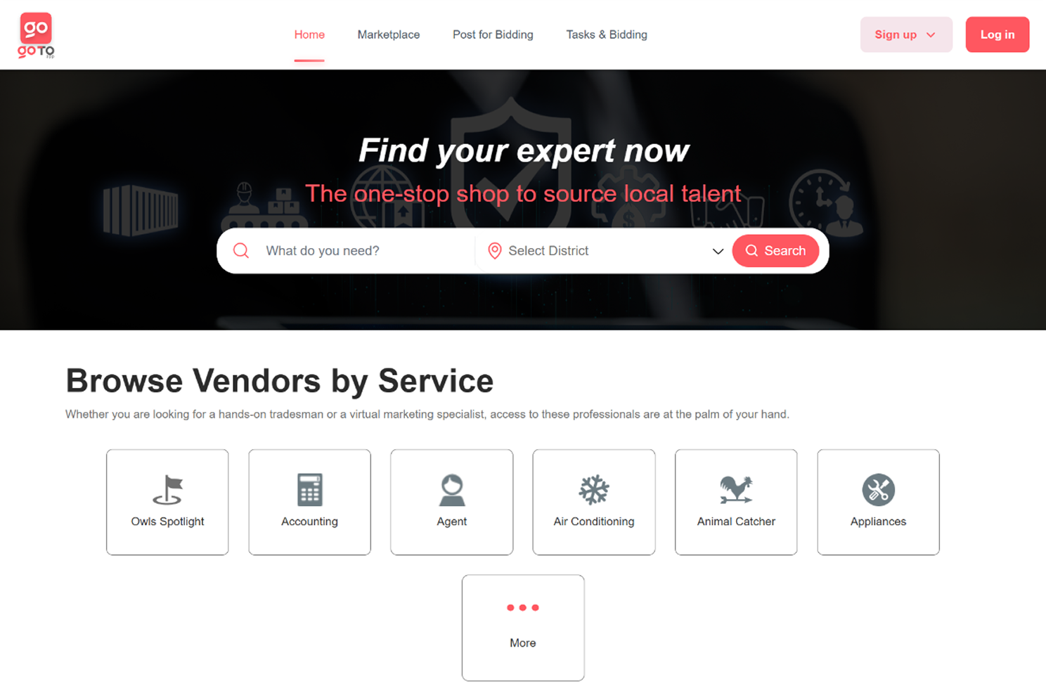 Go-To App service marketplace interface displaying local provider information