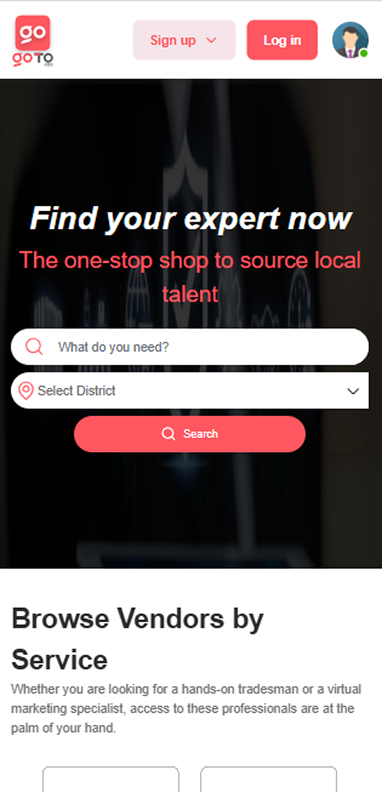 Go-To App mobile application showing local service provider discovery