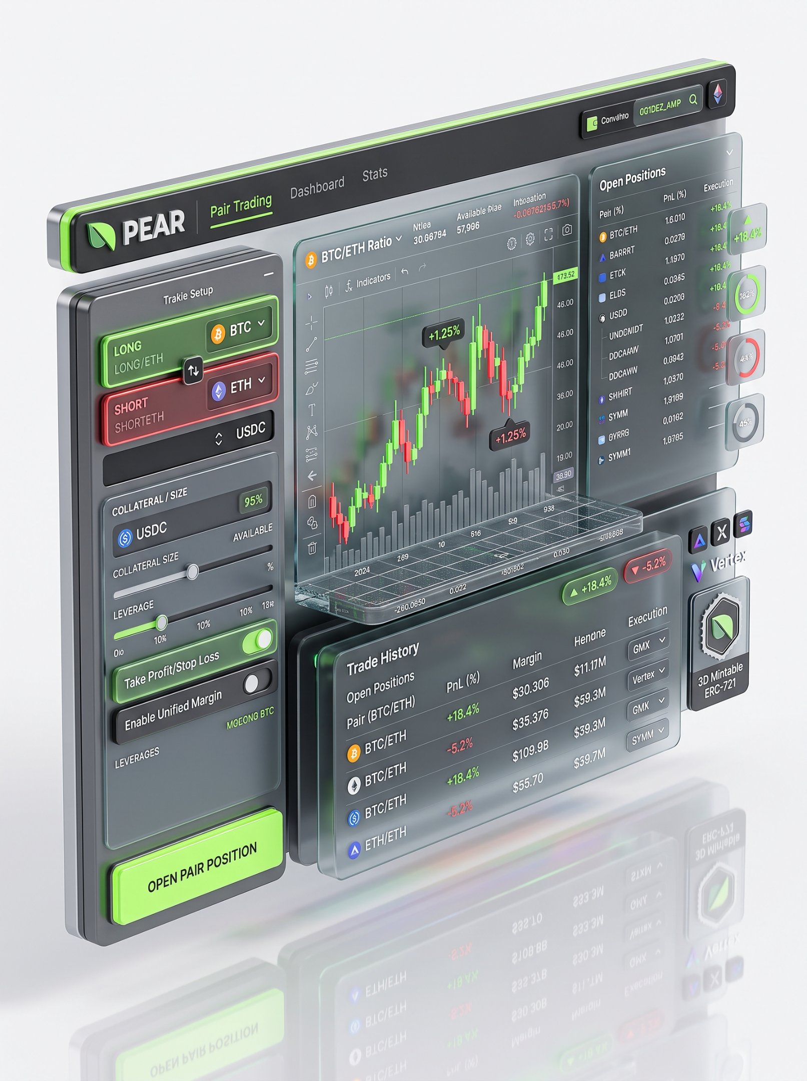 Pear Protocol pair-trading interface connecting trade setup and position information